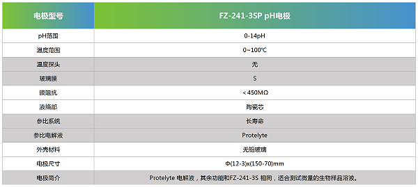 FZ-241-3SP pH电极参数